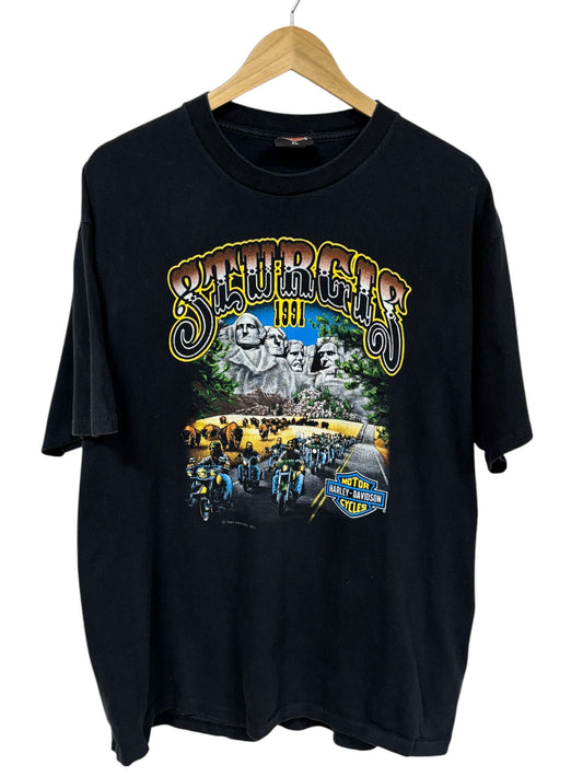Vintage 1991 Harley Davidson Sturgis Black Hills Rally Biker Tee Size XL