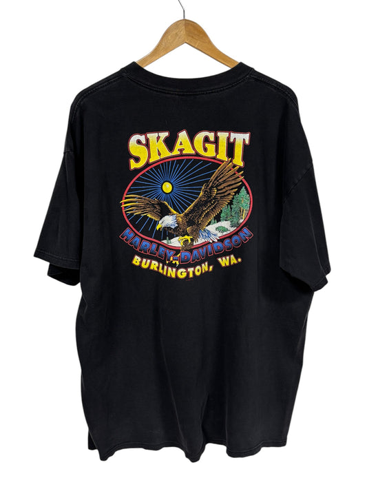 Vintage 1998 Skagit Harley Davidson Washington Biker Graphic Tee Size XXL