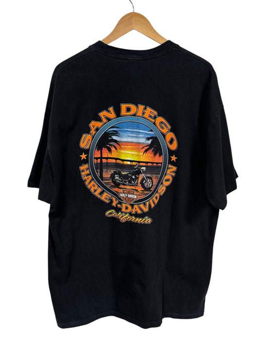 Vintage Harley Davidson San Diego California Biker Graphic Tee Size XXL