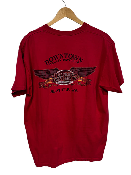 Vintage 00's Harley Davidson Downtown Seattle Biker Tee Size Large