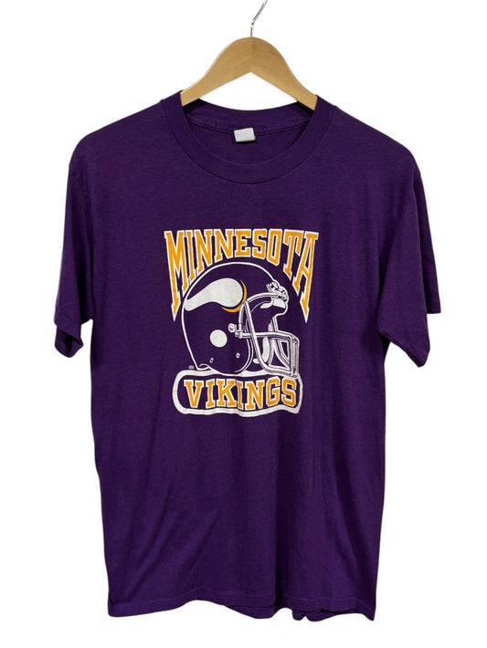 Vintage 90's Minnesota Vikings Helmet Logo NFL Graphic Tee Size Medium