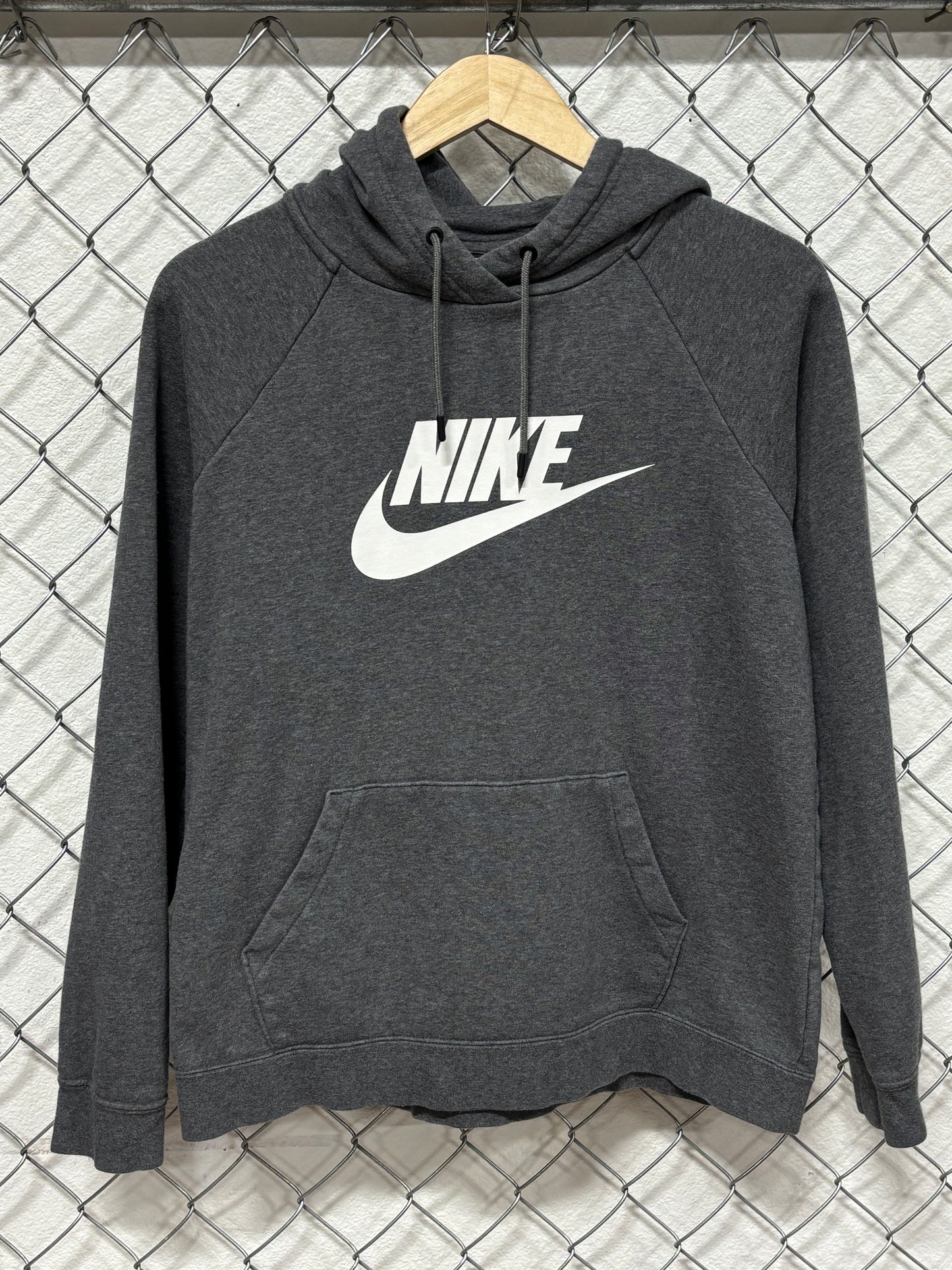 Nike Futura Logo Grey Swoosh Hoodie Size Large
