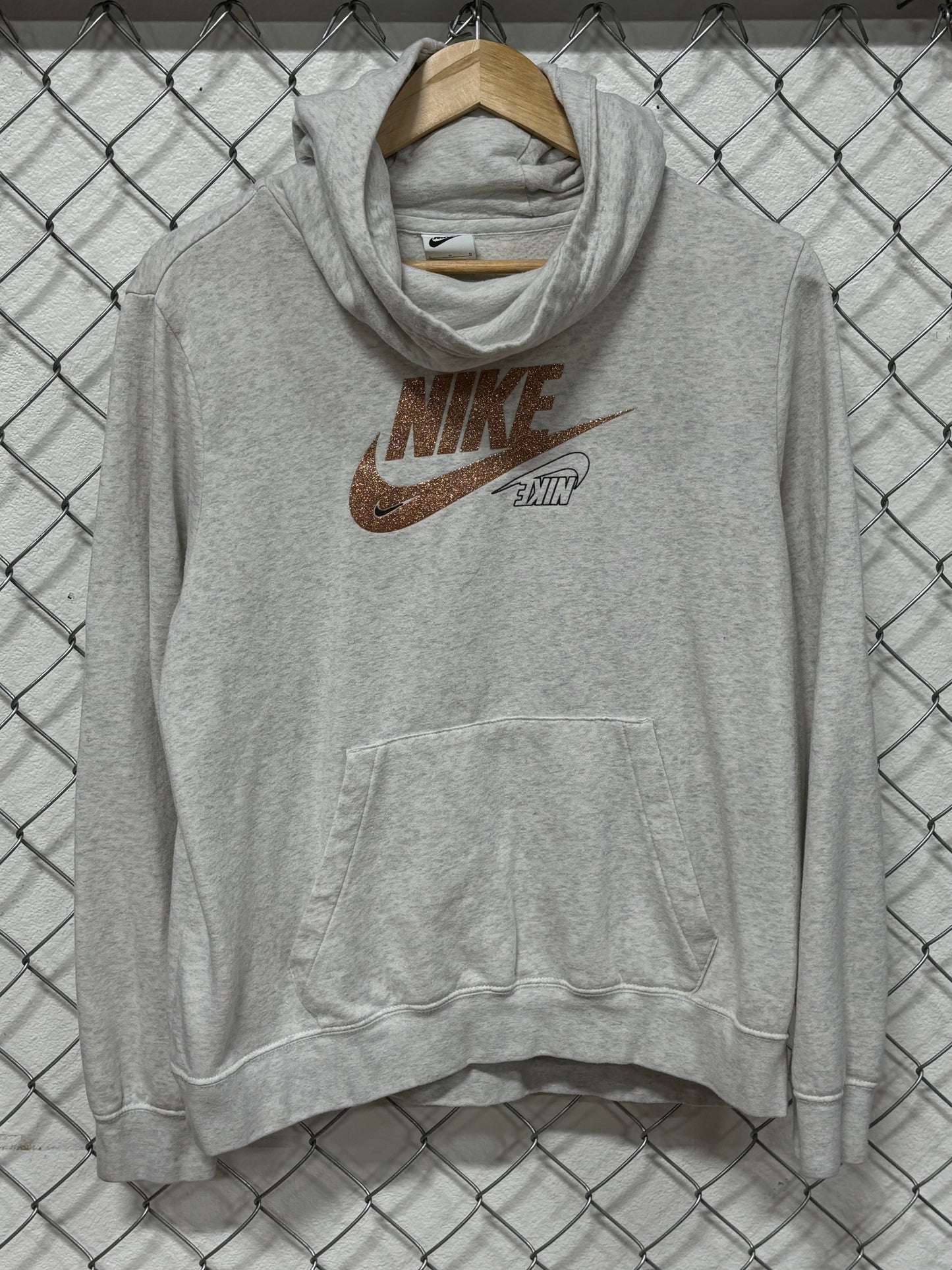 Nike Futura Logo Swoosh Mock Neck Hoodie Size Large