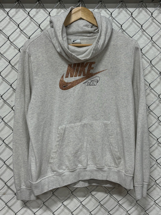 Nike Futura Logo Swoosh Mock Neck Hoodie Size Large