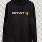 Vintage Y2K Carhartt Faded Classic Logo Black Hoodie Size XL