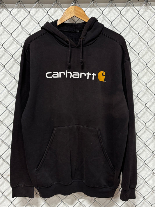 Vintage Y2K Carhartt Faded Classic Logo Black Hoodie Size XL