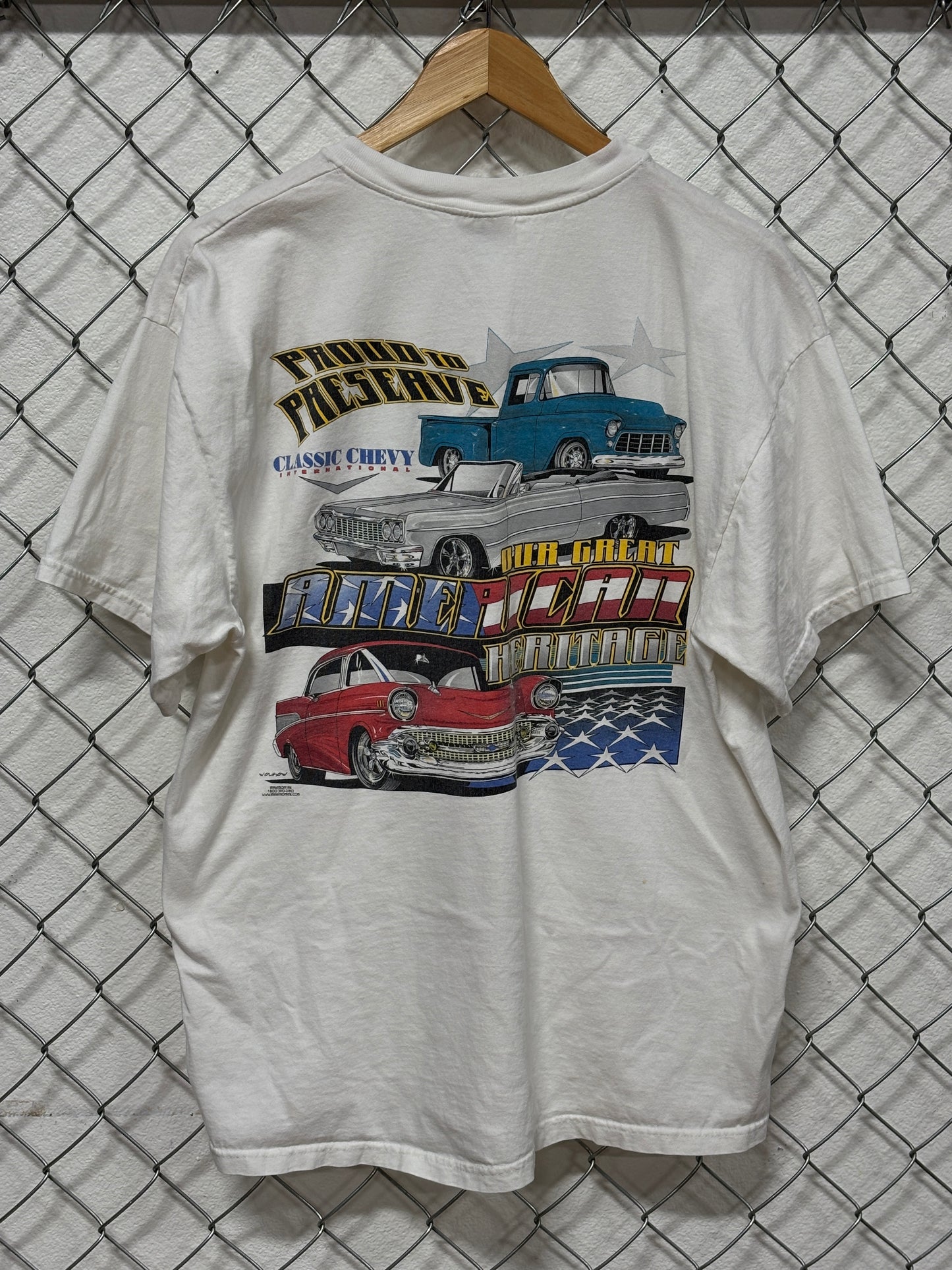 Vintage Classic Chevy International Car Club Hot Rod Tee Size Large