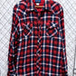 Wrangler Red Plaid Flannel Western Button Up Shirt Size Large Tall