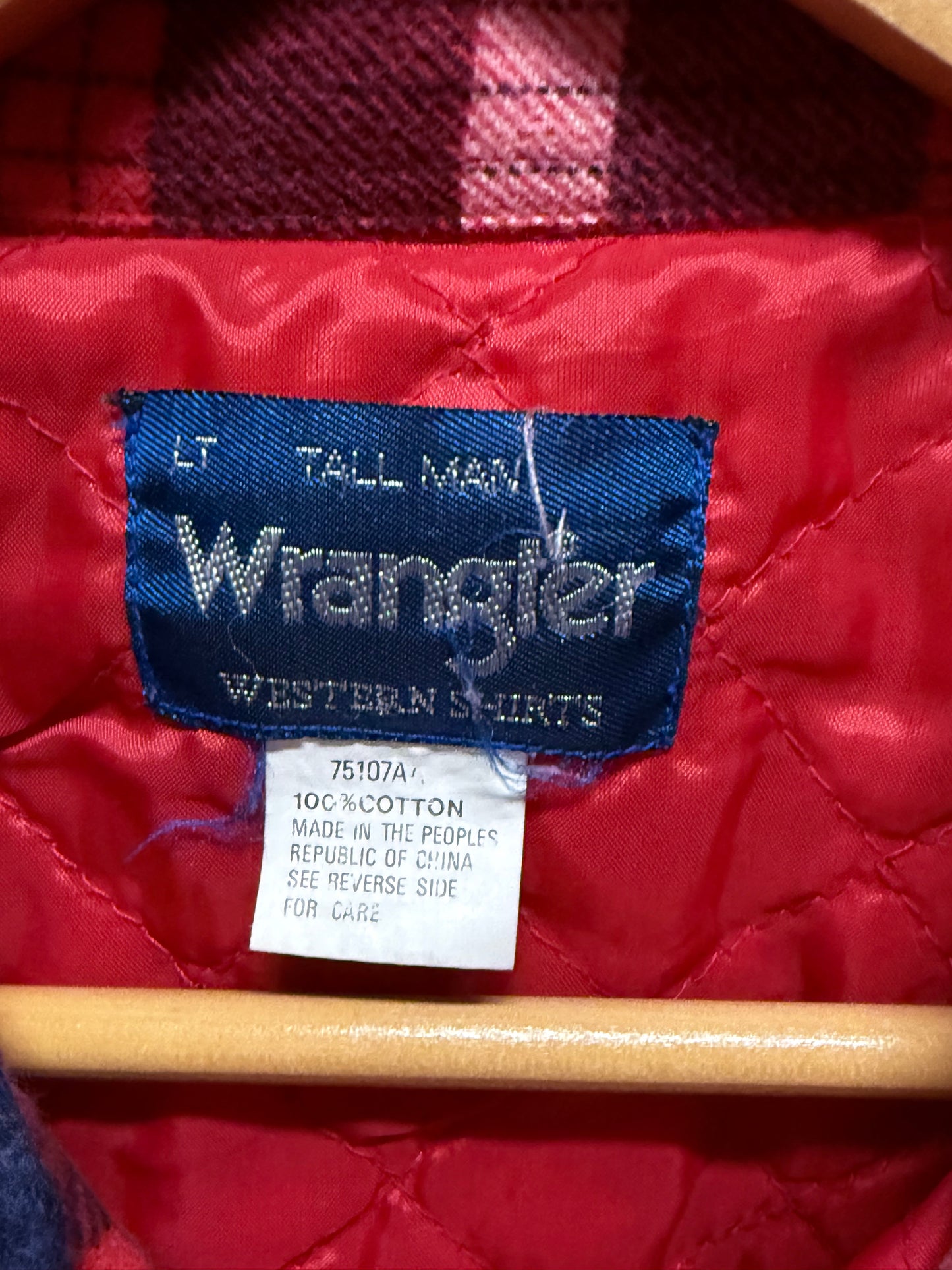 Wrangler Red Plaid Flannel Western Button Up Shirt Size Large Tall