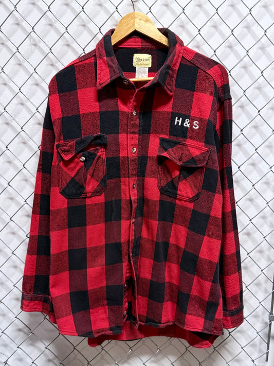 Vintage Melton Wintermaster Red Flannel Button Up Shirt Made in USA Size XL