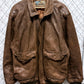 Vintage Aeropostale Brown Leather Bomber Flight Jacket Size 46 L/XL