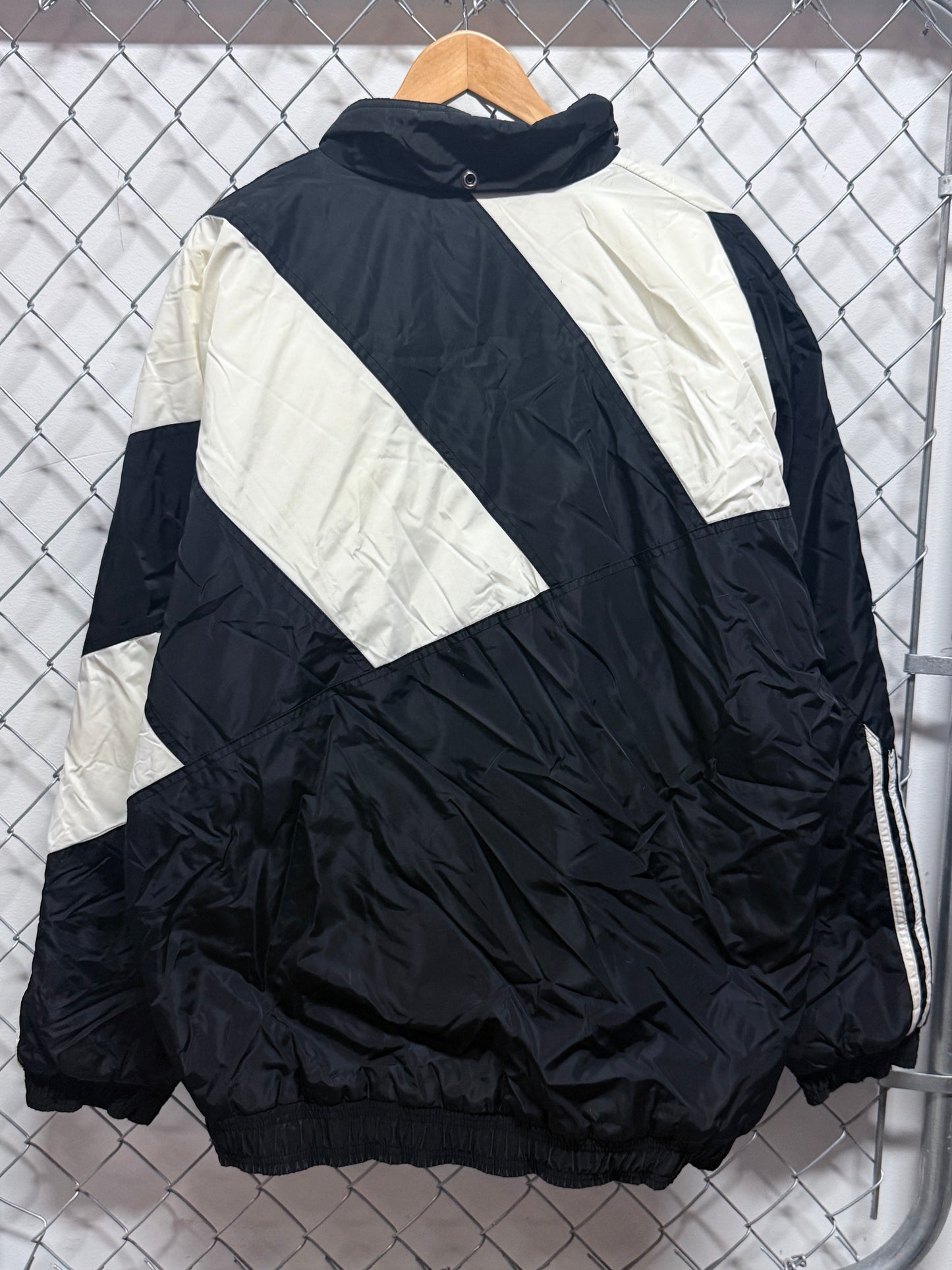 Vintage 90's Adidas Three Stripe Black White Windbreaker Jacket Size XL