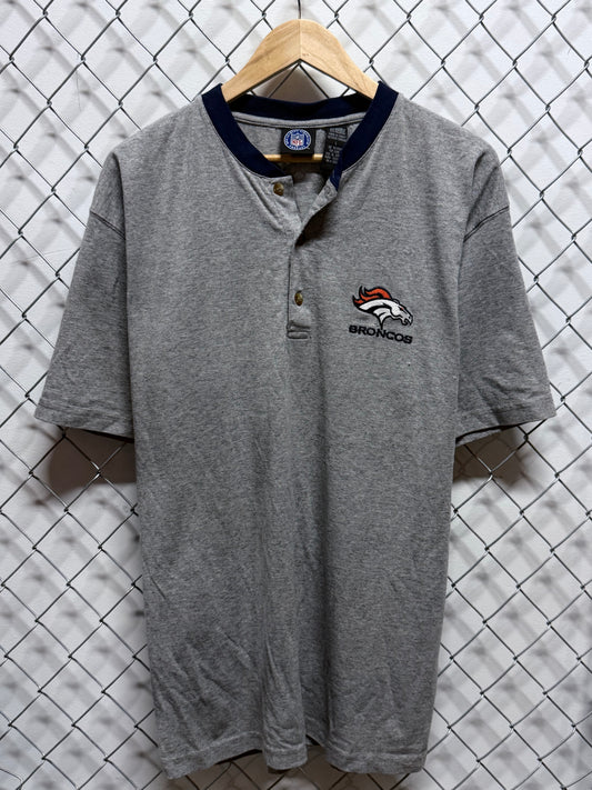 Denver Broncos NFL Logo Henley Tee Size Large