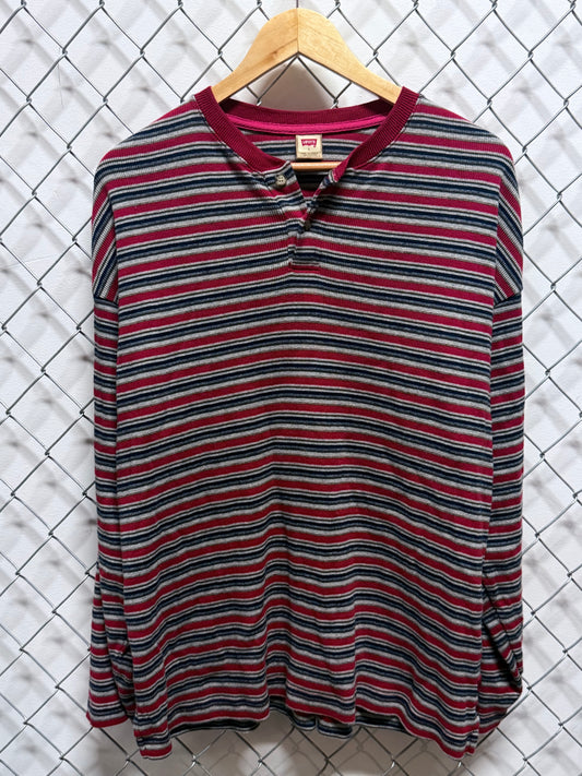 Levi's Striped Long Sleeve Henley Shirt Size Large