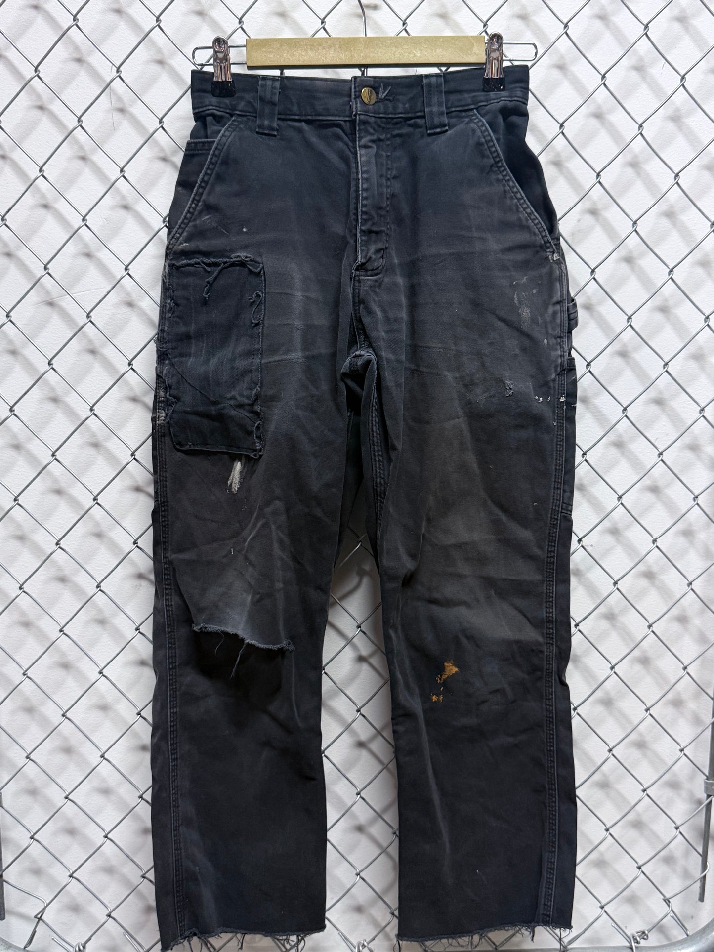 Vintage Carhartt Distressed Repaired Black Carpenter Pants Size 26x26