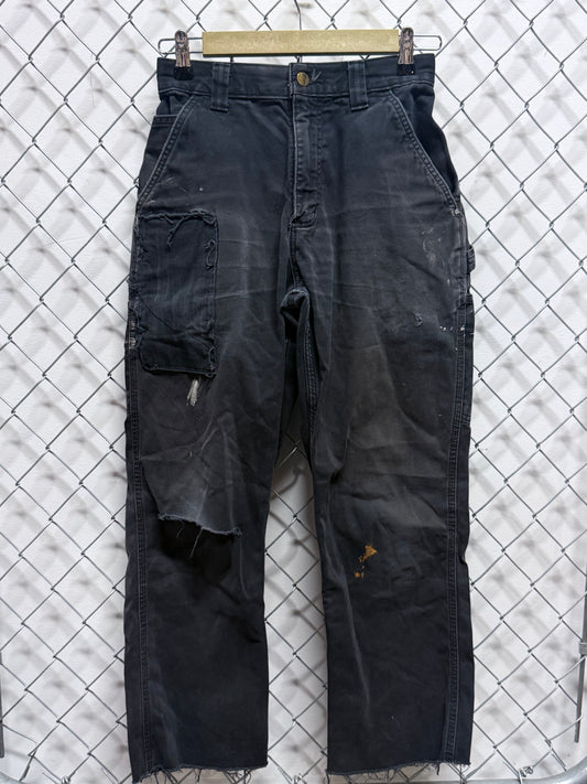 Vintage Carhartt Distressed Repaired Black Carpenter Pants Size 26x26