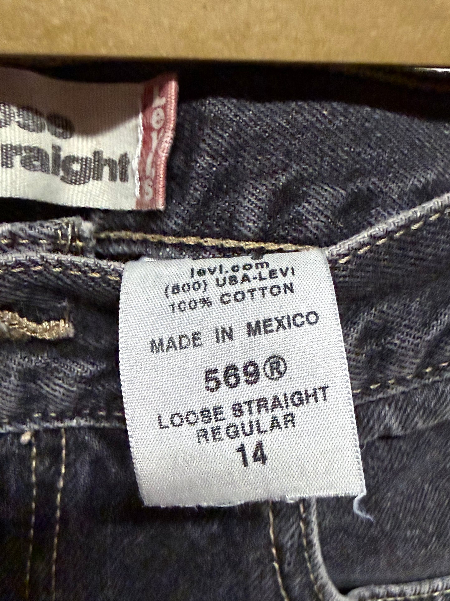 Levi's Loose Straight 569 Black Denim Jeans Size 27x27