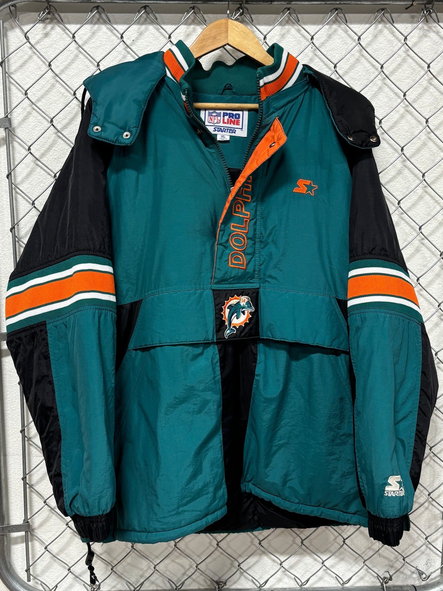 Vintage 90's Starter Miami Dolphins Puffer Jacket Size XL