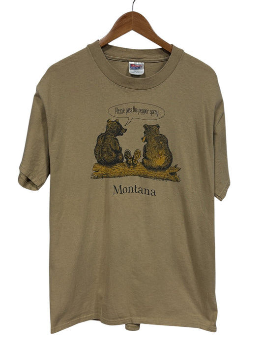 Vintage 1999 Montana Grizzly Bear Nature Graphic Tee Size Large