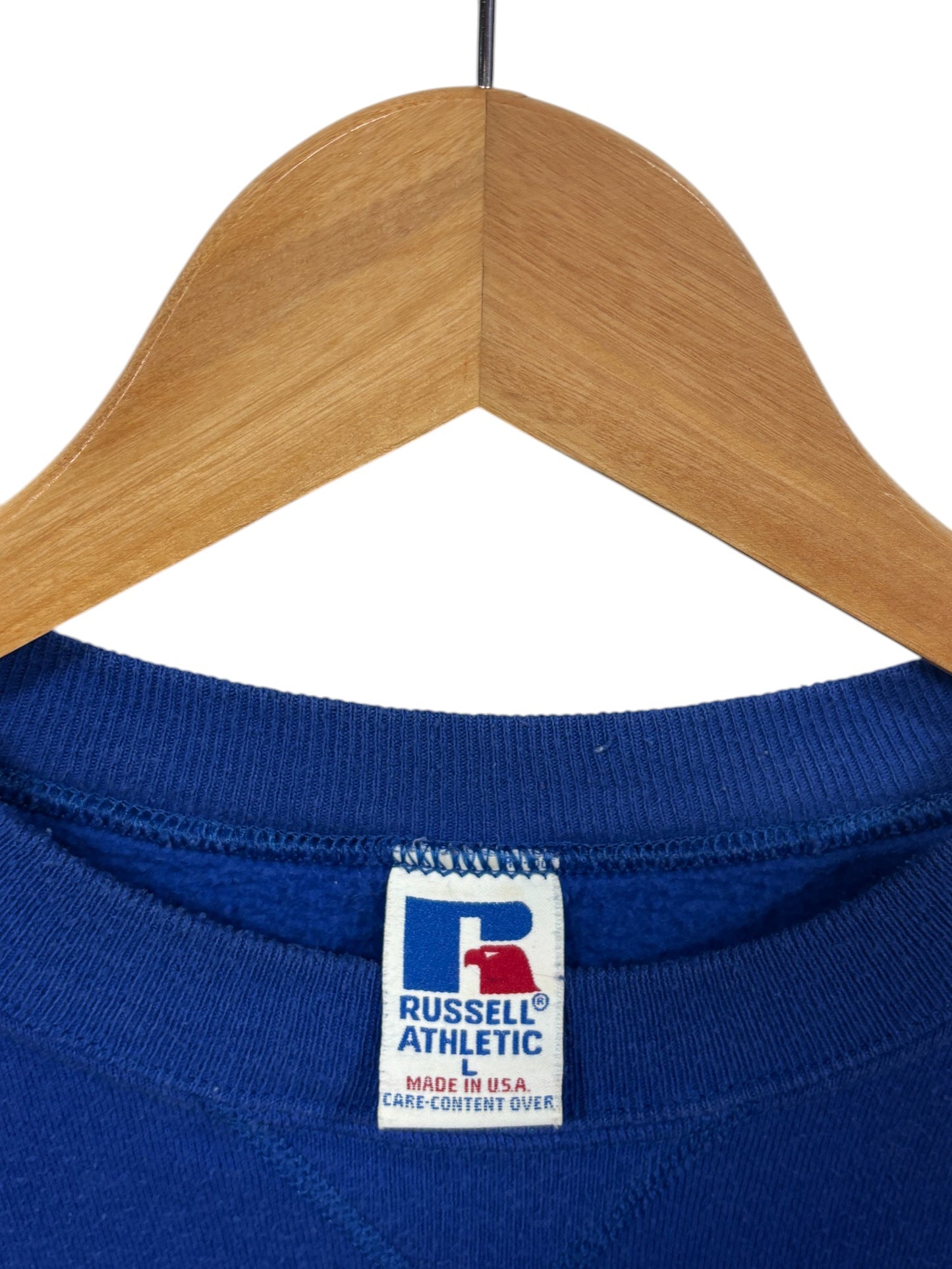 Vintage 90's Russell Athletic Blank Blue Crewneck Sweater Size Large