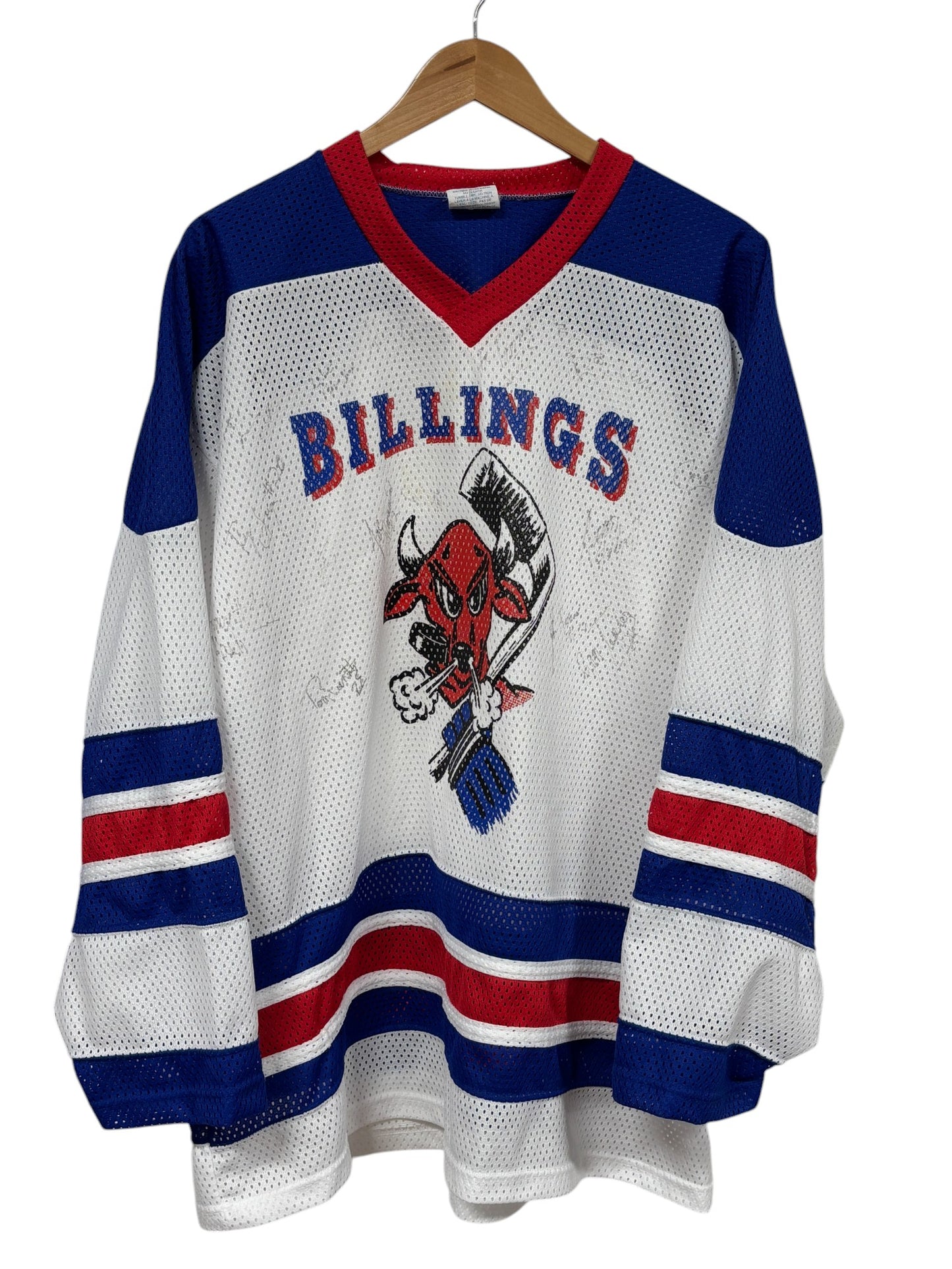 Vintage Billings Bulls Hockey Signed Jersey Size XL