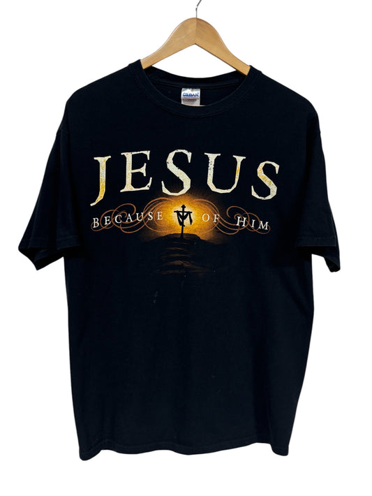 Vintage 00's Jesus Because of Him Heaven Knows Graphic Tee Size Large