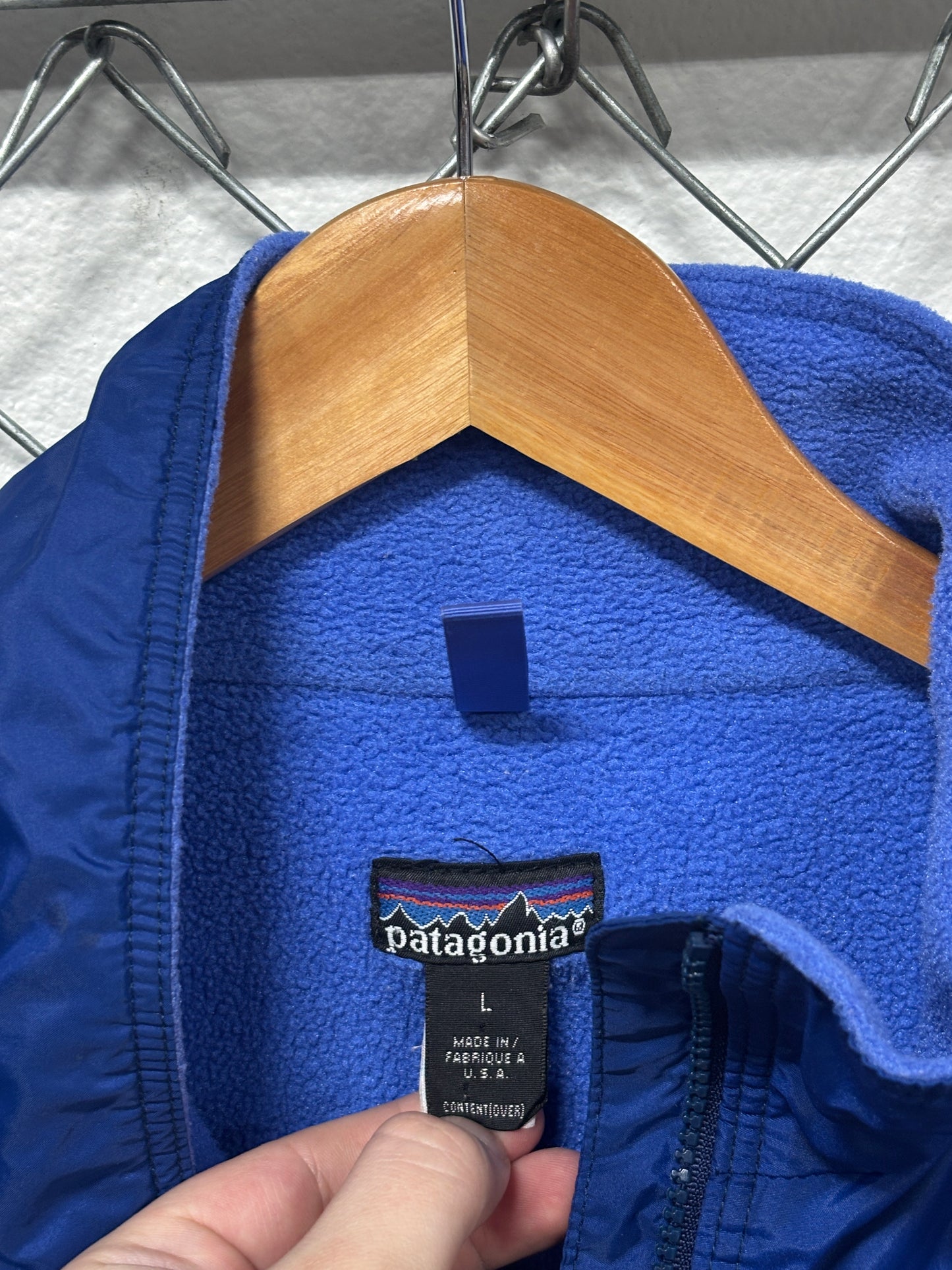 Vintage 90's Patagonia Nylon Zip Fleece Blue Zip Up Jacket Size Large