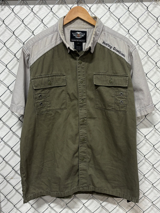 Vintage Harley Davidson Mechanic Style Button Up Shirt Size XL