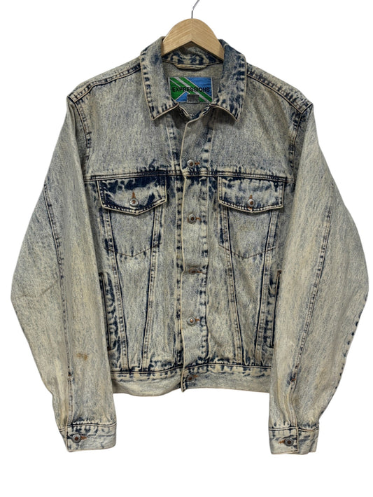 Vintage Expressions Acid Wash Denim Trucker Jacket Size Medium