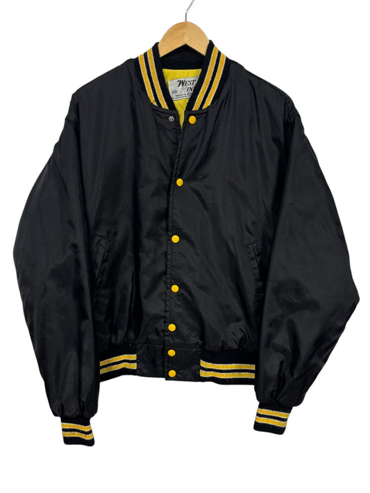 Vintage West Wind BN Transport Graphic Satin Bomber Jacket Size Medium