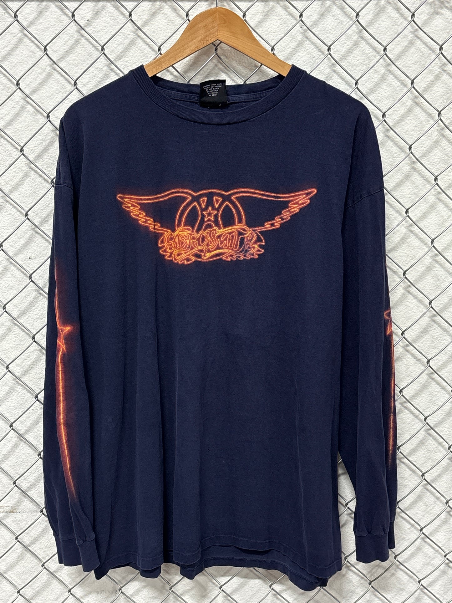 Vintage Aerosmith Band Logo Long Sleeve Graphic Shirt Giant Tag Size XXL