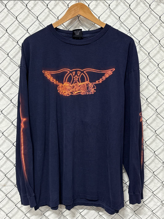 Vintage Aerosmith Band Logo Long Sleeve Graphic Shirt Giant Tag Size XXL