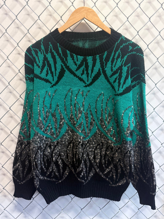 Vintage Acrylic Knit Pattern Sweater Size Medium