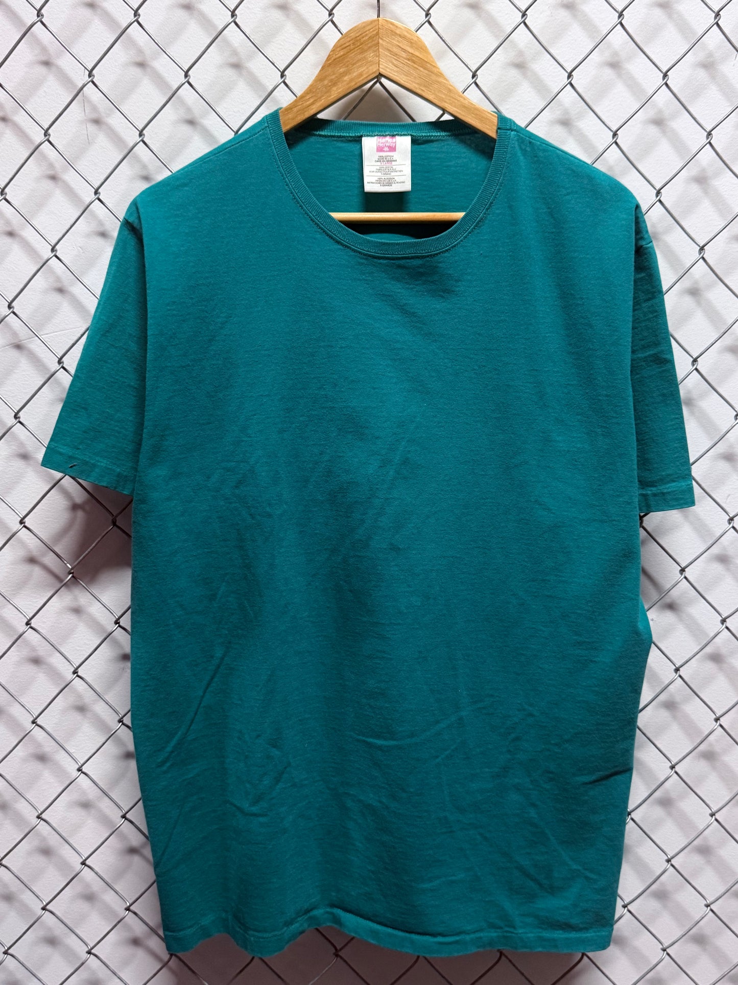 Vintage 90's Women's Hanes Her Way Blue Blank Tee Size XL