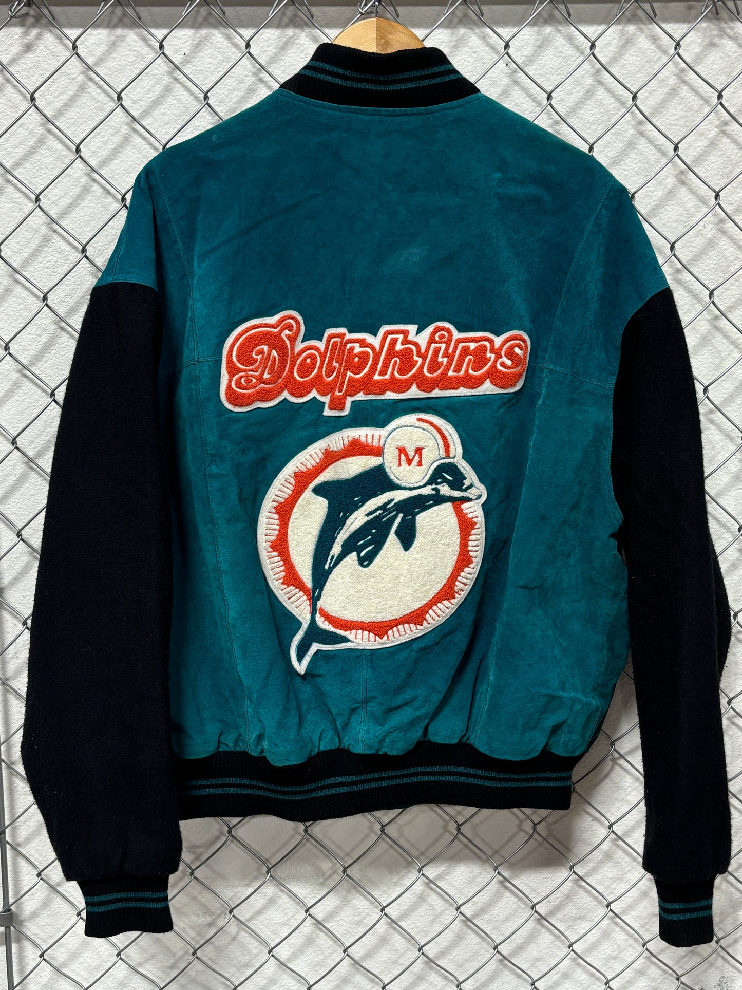 Vintage G3 Carl Banks Miami Dolphins Suede Button Up Jacket Size XL