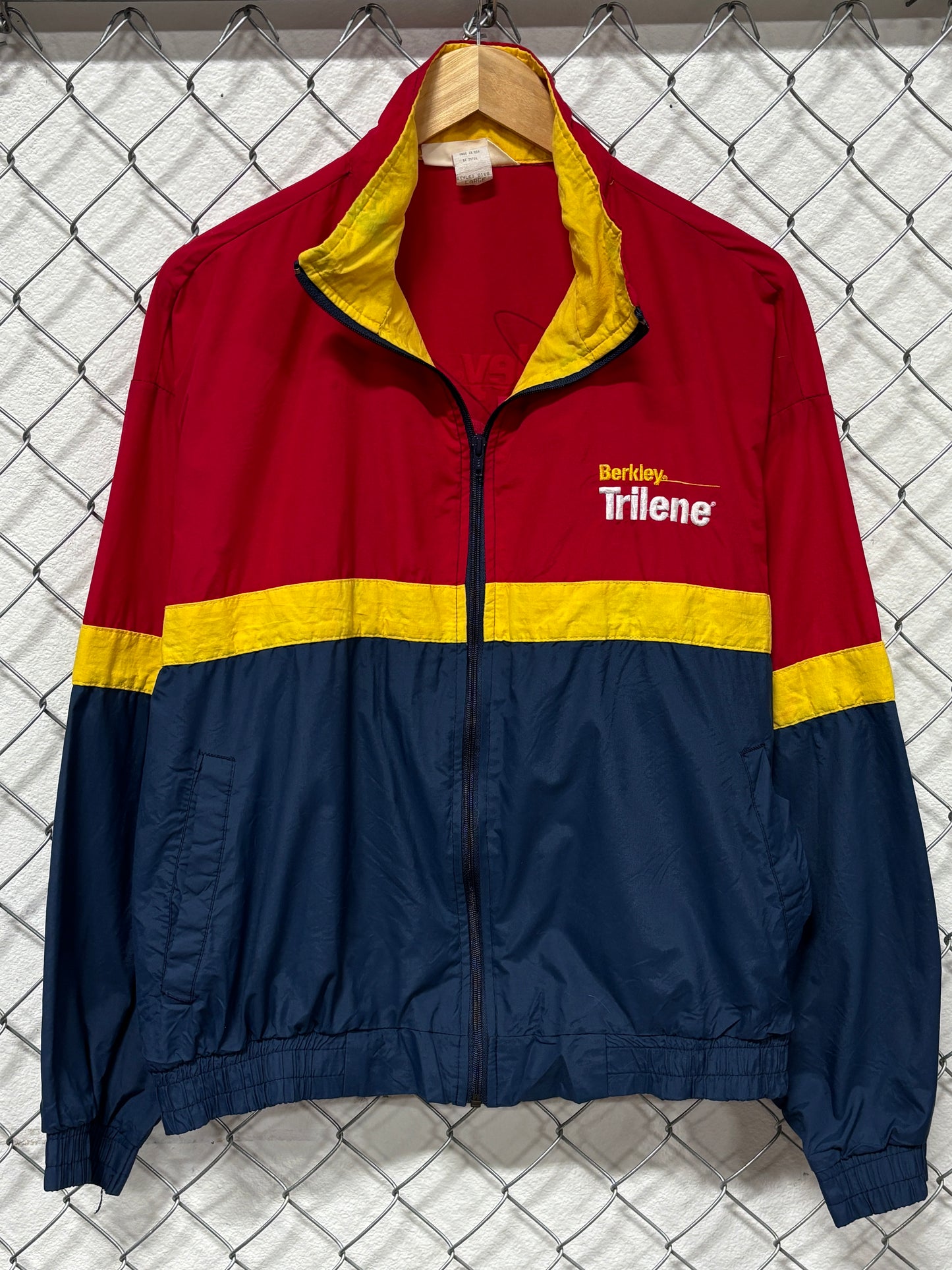 Vintage 80's Berkley Trilene Fishing Line Zip Up Windbreaker Jacket Size Large
