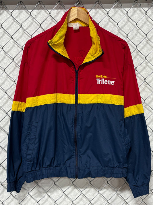 Vintage 80's Berkley Trilene Fishing Line Zip Up Windbreaker Jacket Size Large