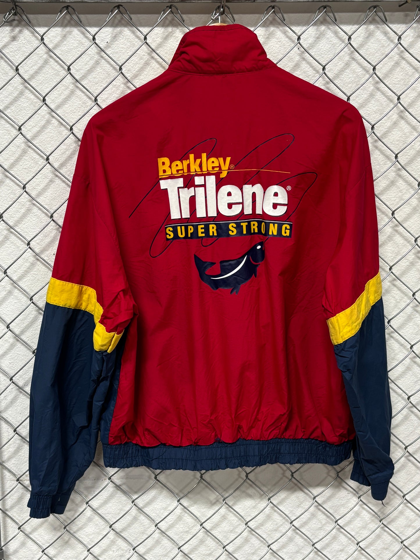 Vintage 80's Berkley Trilene Fishing Line Zip Up Windbreaker Jacket Size Large