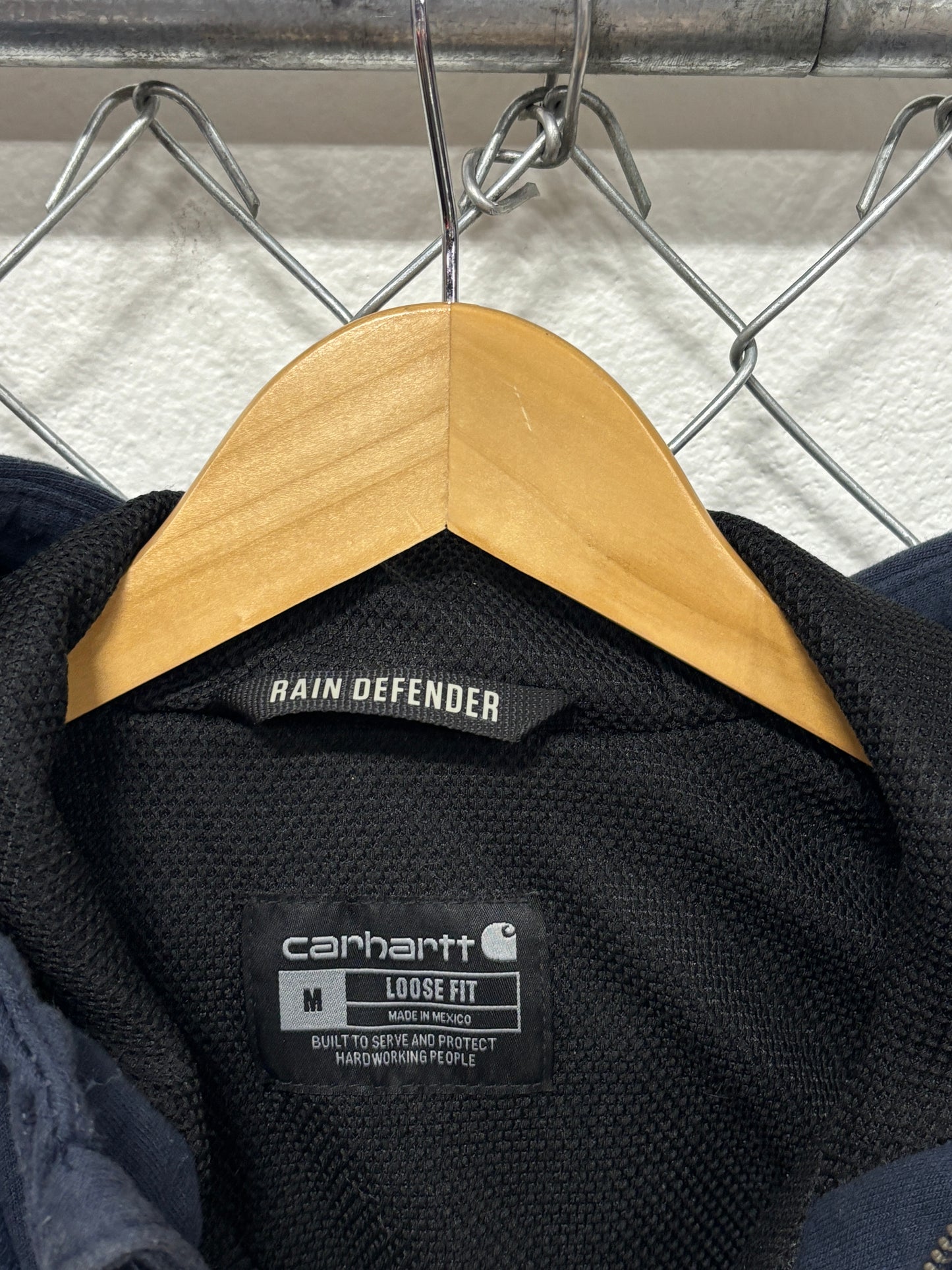 Carhartt Navy Blue Rain Defender Zip Up Hoodie Size Medium