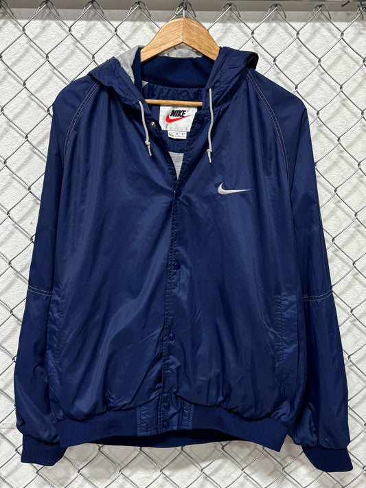Vintage 90's Nike Navy Blue Coach Jacket Windbreaker Size Large