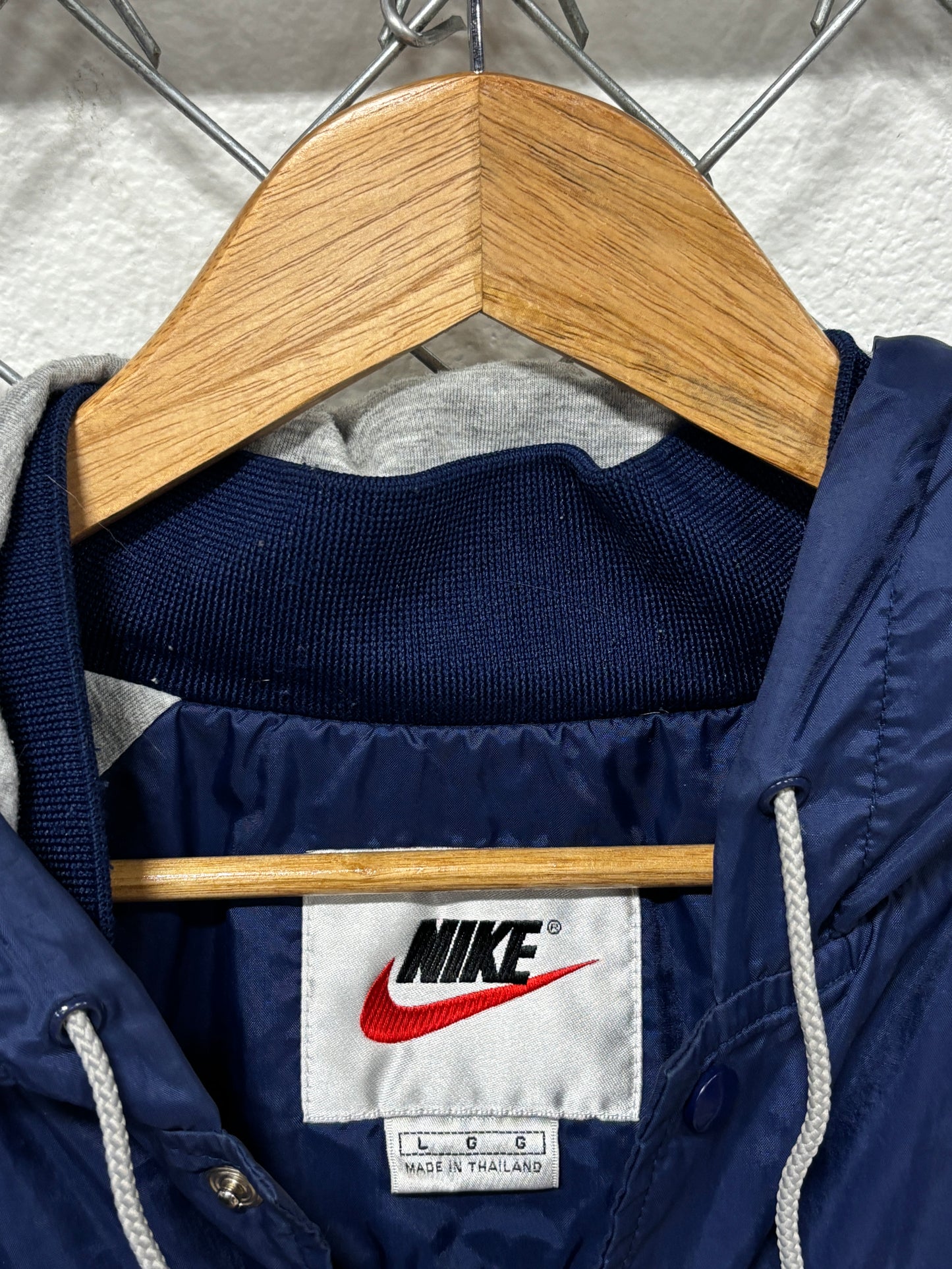 Vintage 90's Nike Navy Blue Coach Jacket Windbreaker Size Large