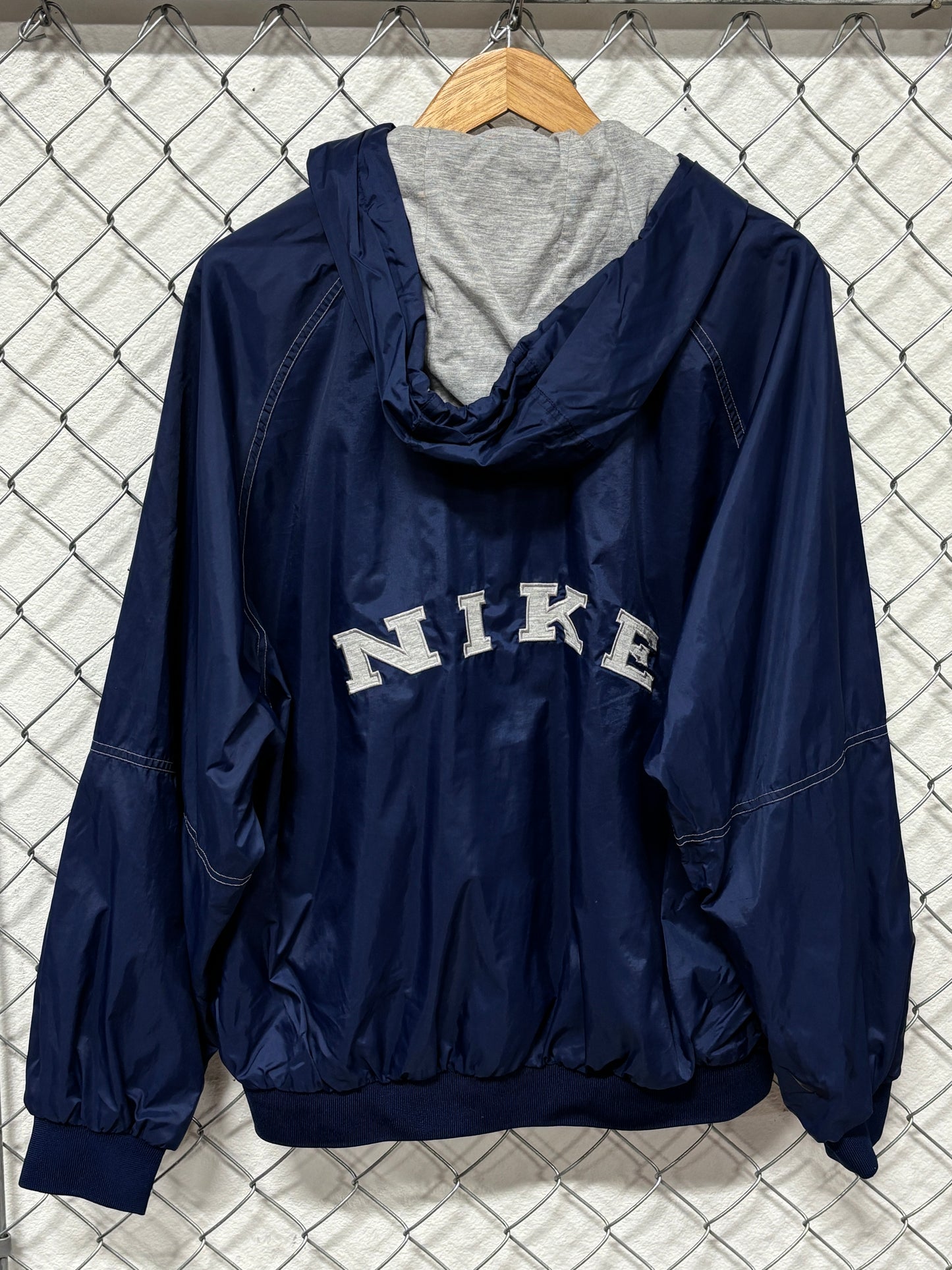 Vintage 90's Nike Navy Blue Coach Jacket Windbreaker Size Large