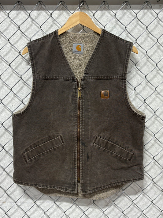 Vintage Carhartt Sherpa Lined Zip Up Workwear Vest Size Medium