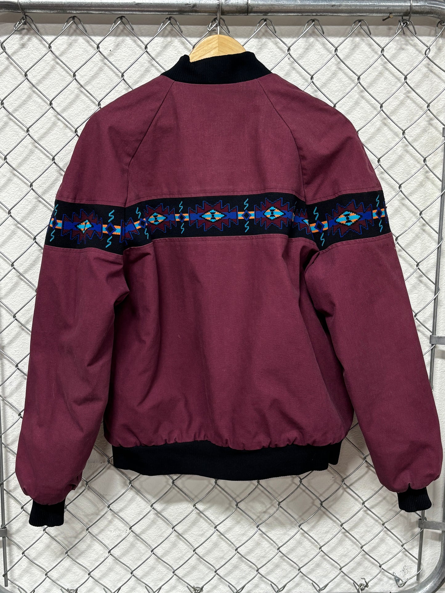 Vintage 90's Davis James Aztec Stripe Maroon Western Jacket Size Large