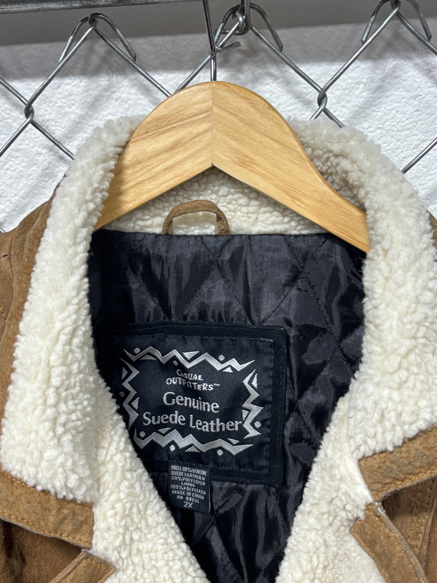 Vintage Aztec Stripe Suede Jacket Distressed Size XXL