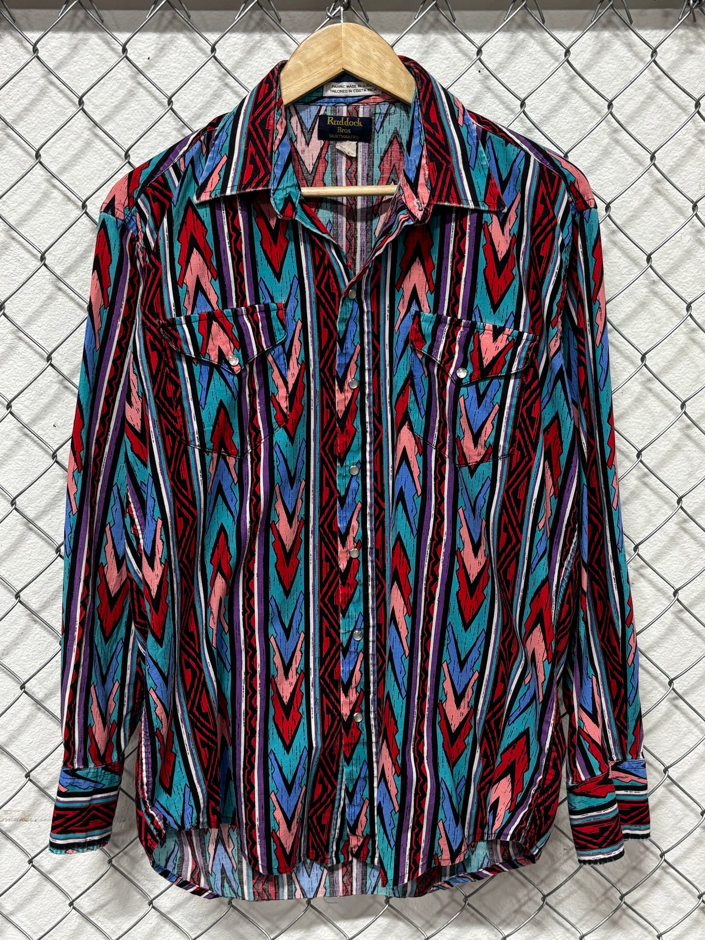 Vintage 90's Ruddock Western Brushpopper Pearl Snap Shirt Size Large