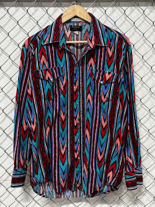 Vintage 90's Ruddock Western Brushpopper Pearl Snap Shirt Size Large