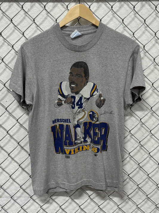 Vintage 80's Herschel Walker Minnesota Vikings Big Head NFL Tee Size Medium