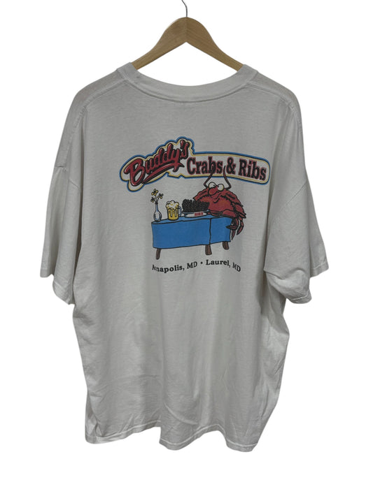 Vintage 00's Buddy's Crab and Ribs Restaurant Graphic Tee Size XL