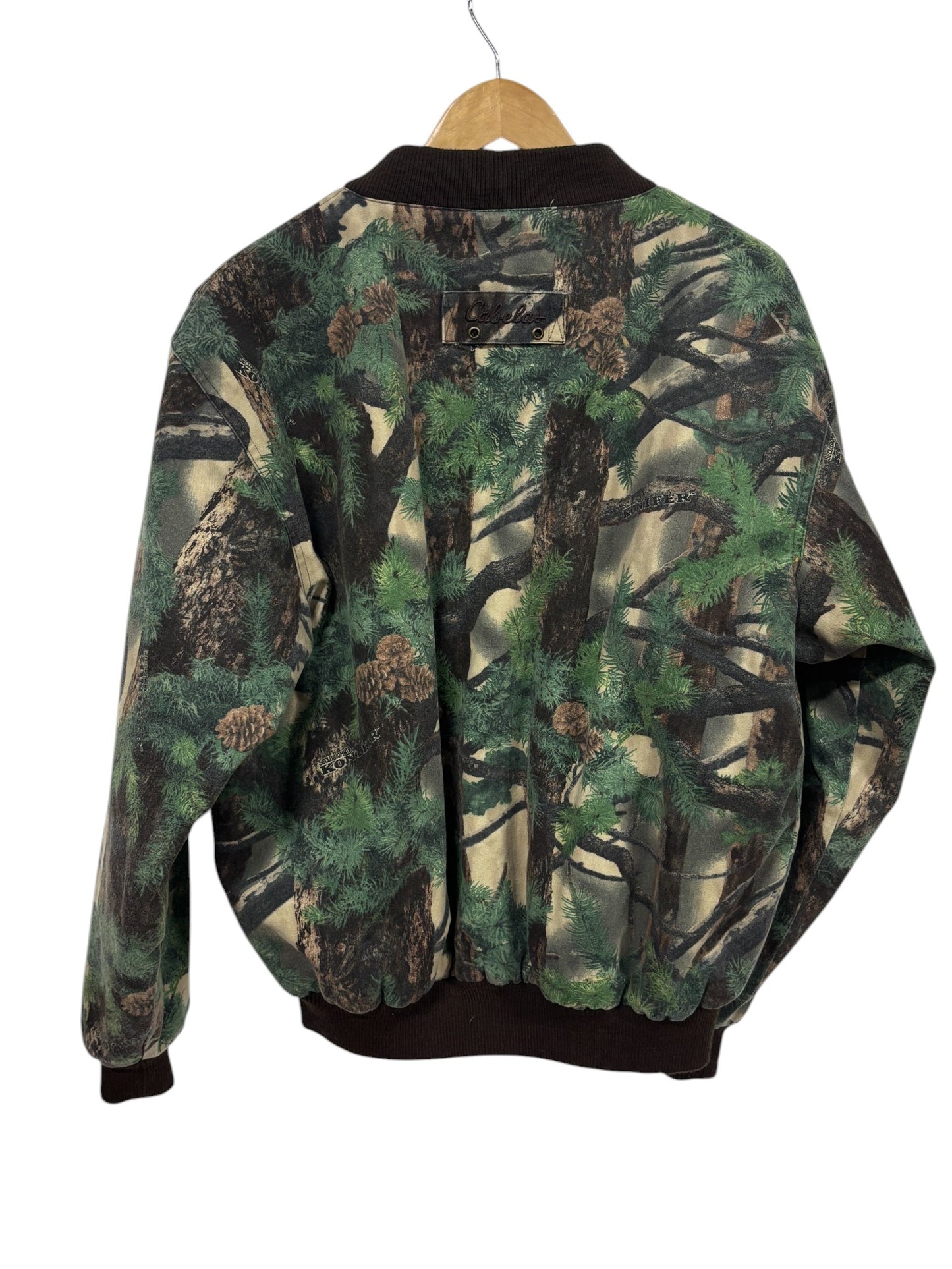 Vintage Cabela's Woodland Tree Camo Hunting Bomber Jacket Size Large